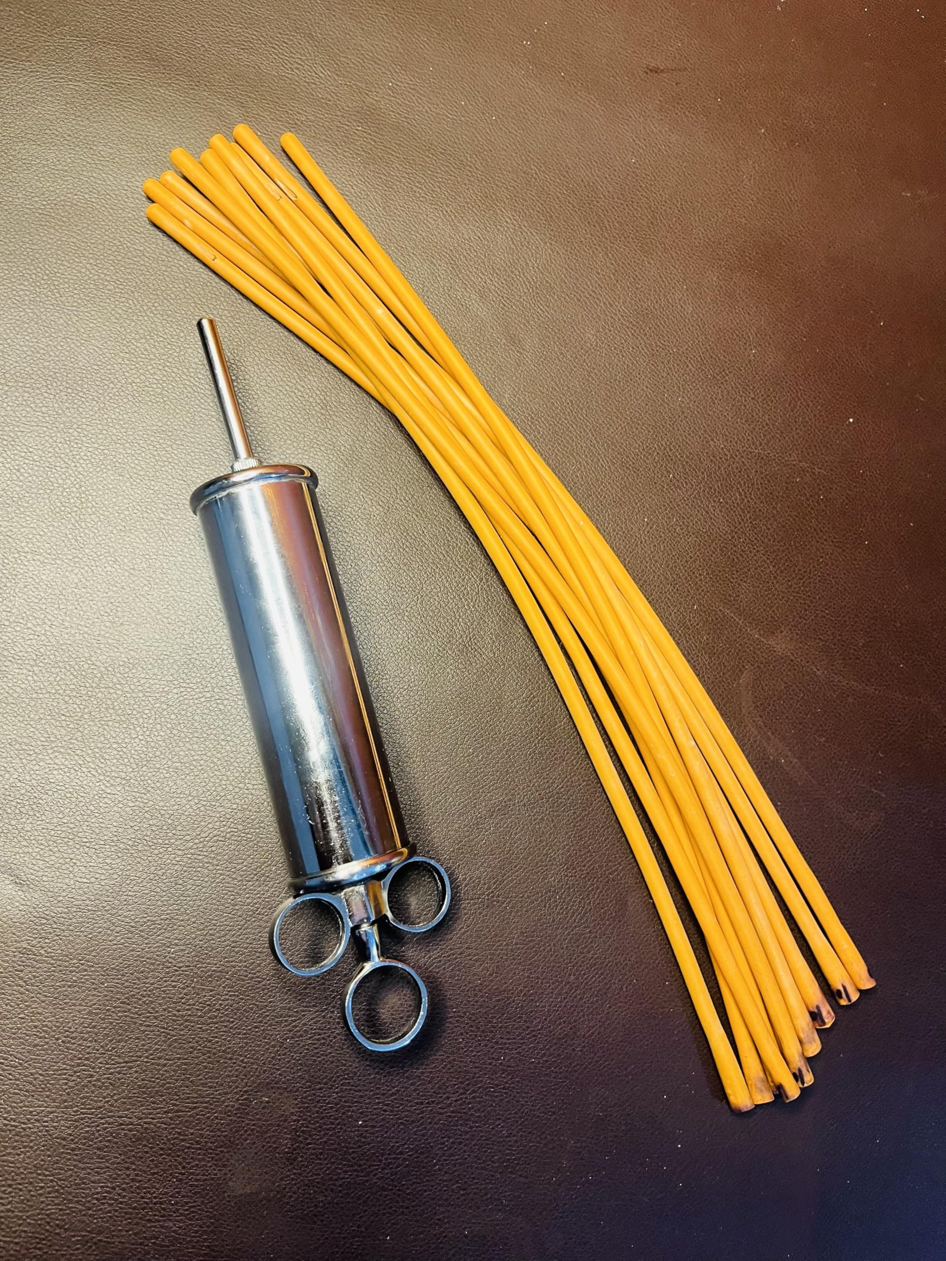Anuvasan basti steel syringe and catheters