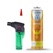 Small flame gun with refill cylinder
